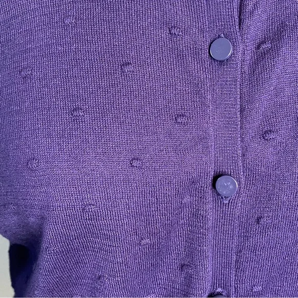 August Silk Heritage Purple Swiss Dot Button Front Cardigan Sweater - Picture 5 of 7